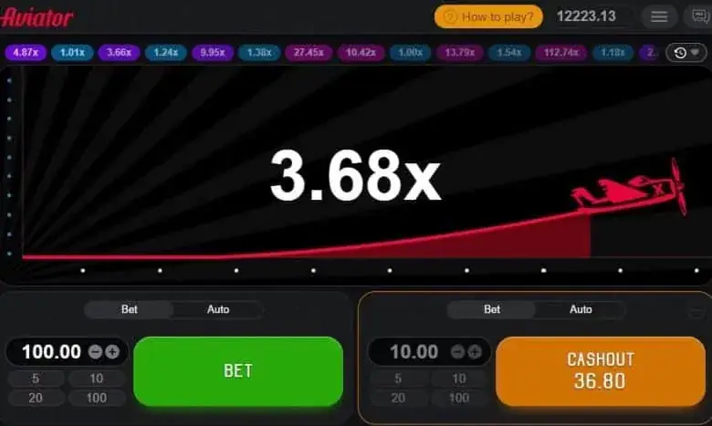 The Aviator table and betting board